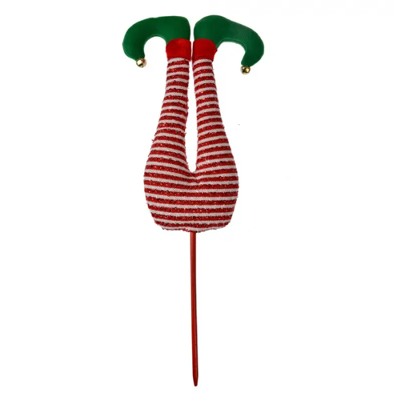 Vánoční dekorace zapichovací elf v červených punčochách – 52 cm