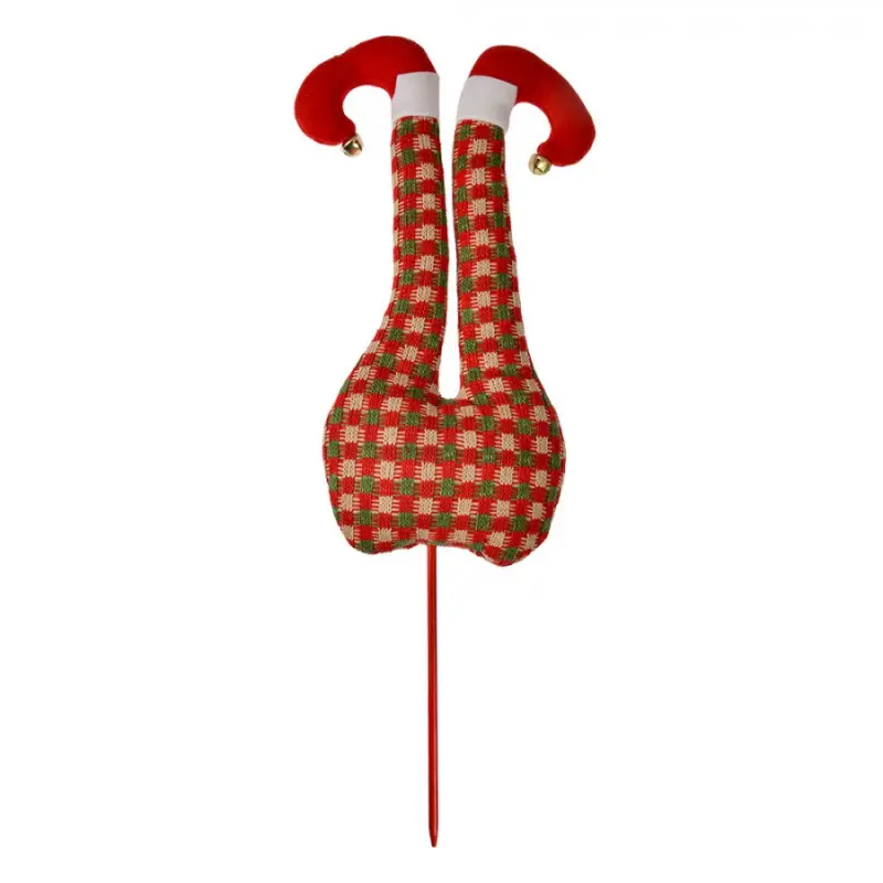 Vánoční dekorace zapichovací elf v červených punčochách – 67 cm