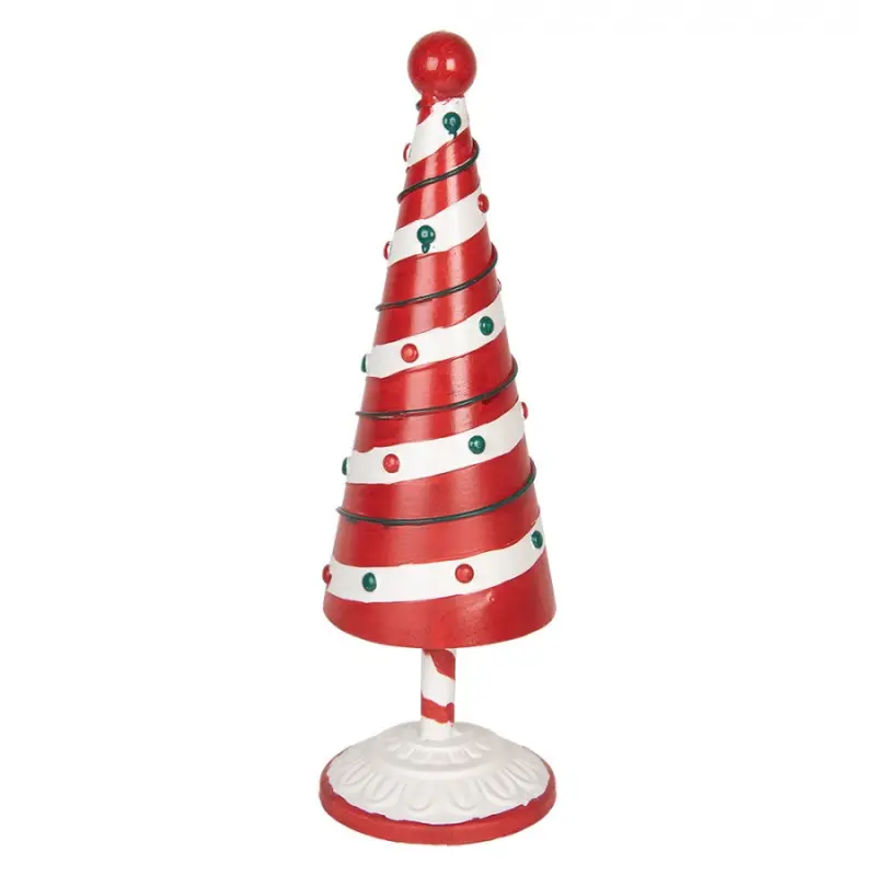 Bílo-červená kovová dekorace vánoční stromek Christmas Tree M - Ø 12*36 cm Clayre & Eef