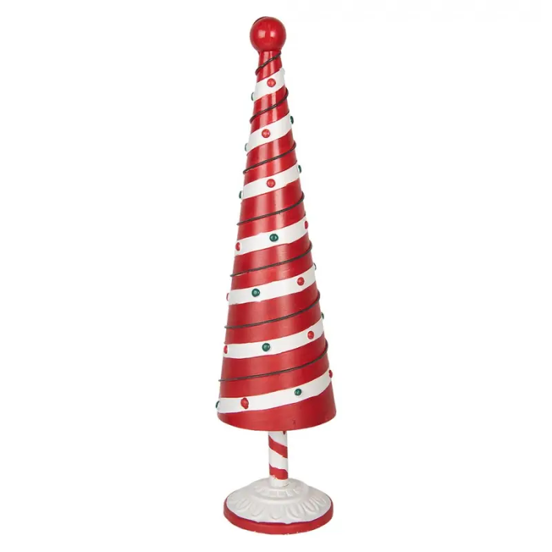 Vánoční dekorace kovový stromeček ve stylu Candy Cane – 13x49 cm