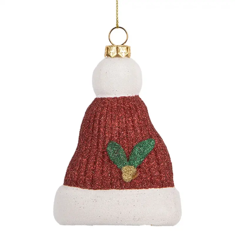 Červeno-bílá vánoční ozdoba čepice Santa Clause – 7x4x10 cm