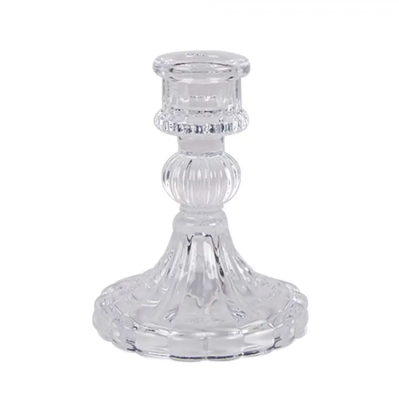 Skleněný transparentní svícen - Ø 8*11 cm Clayre & Eef