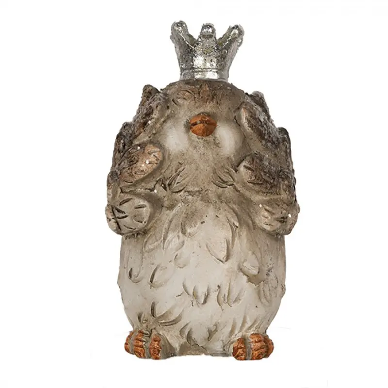 Dekorativní buddhistická figurka ptáčka Mizaru se stříbrnou korunkou – 8 cm