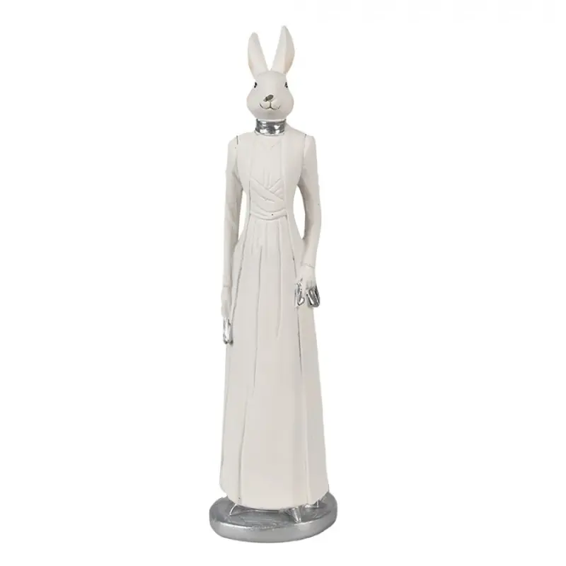Figurka fešácké králičí dámy v bílých šatech I. – 28 cm