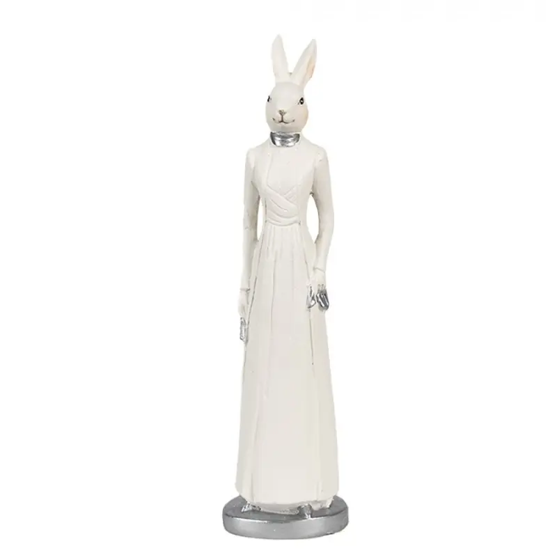 Figurka fešácké králičí dámy v bílých šatech II. – 20 cm