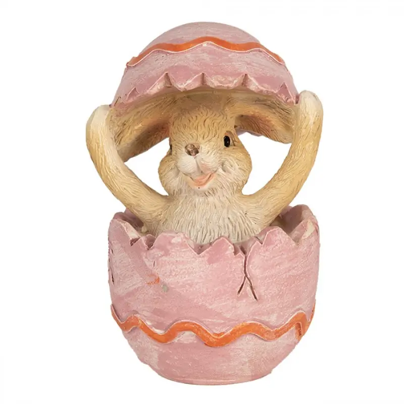 Figurka štastného zajíčka v růžovém vajíčku – 8 cm