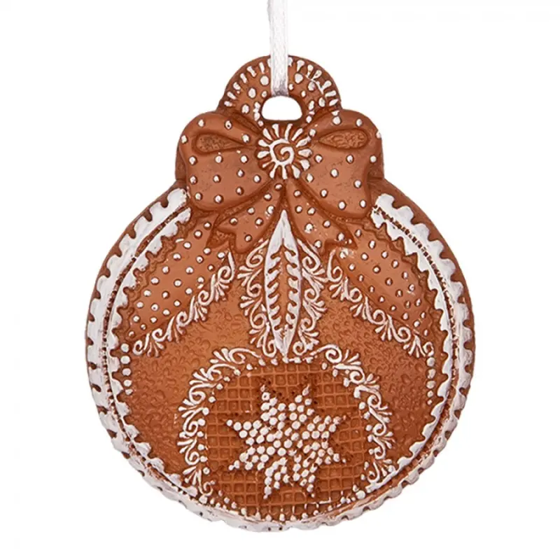 Hnědá vánoční ozdoba ve stylu perníčku Met Glazuur II – 8x2x10 cm