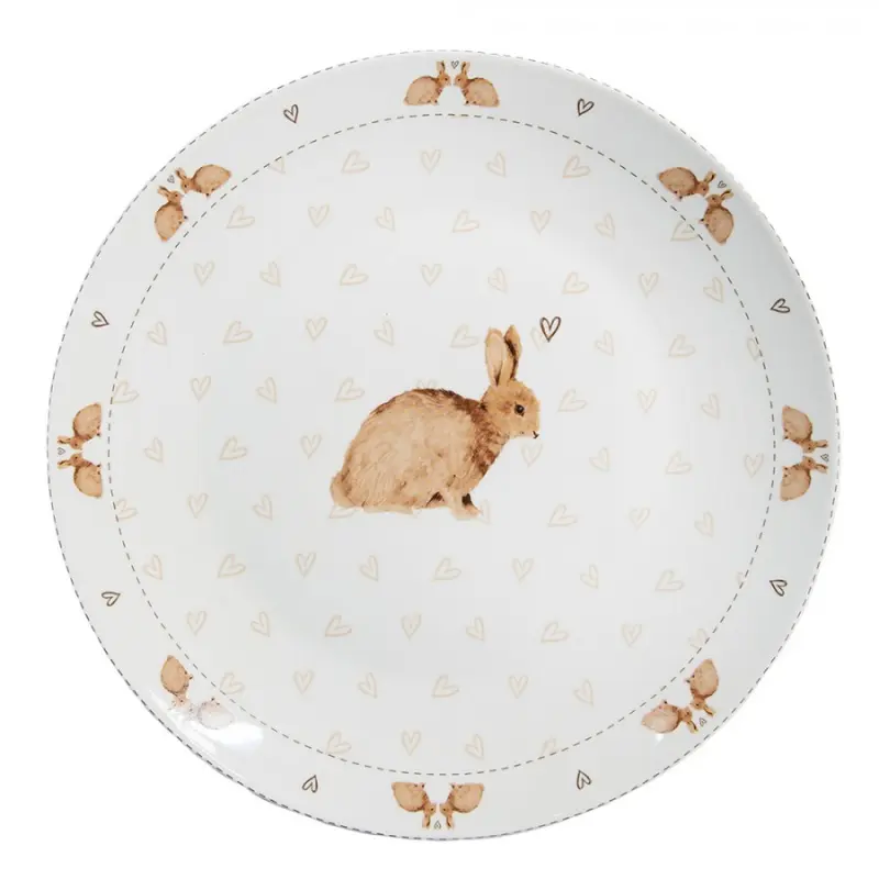 Porcelánový talíř se srdíčky a králíčky Bunnies in Love – 26 cm