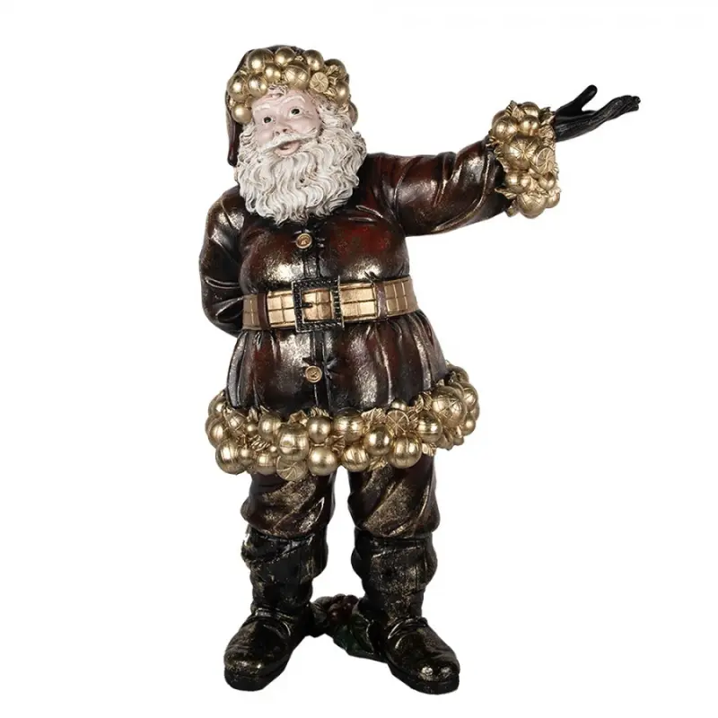 Vánoční dekorace figurka velkého Santa Clause se zlatými ozdobami – 58x33x76 cm