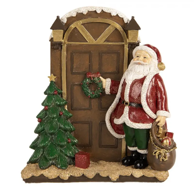 Vánoční dekorace figurka Santa Clause klepajícího na dveře – 18x7x20 cm