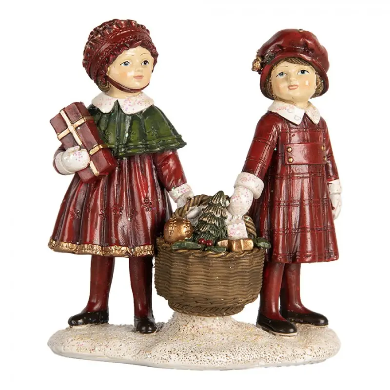 Vánoční dekorace figurka holčiček s vánoční výslužkou – 11x6x12 cm