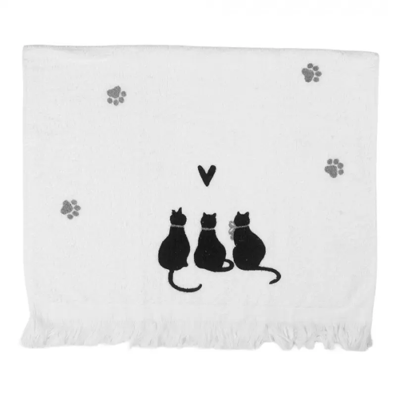 Kuchyňský froté ručník s kočičkami a srdíčkem Paws – 40x66 cm