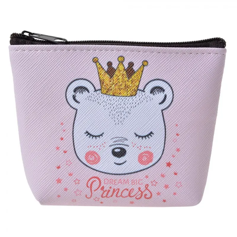 Malá růžová peněženka s medvědí princeznou – 10x8 cm