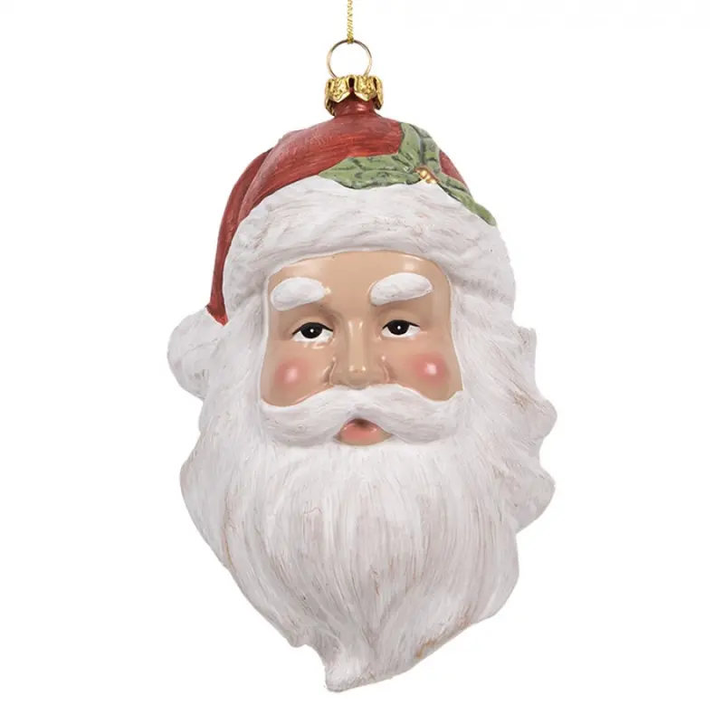 Závěsná vánoční ozdoba barevná hlava Santa Clause – 9x7x13 cm