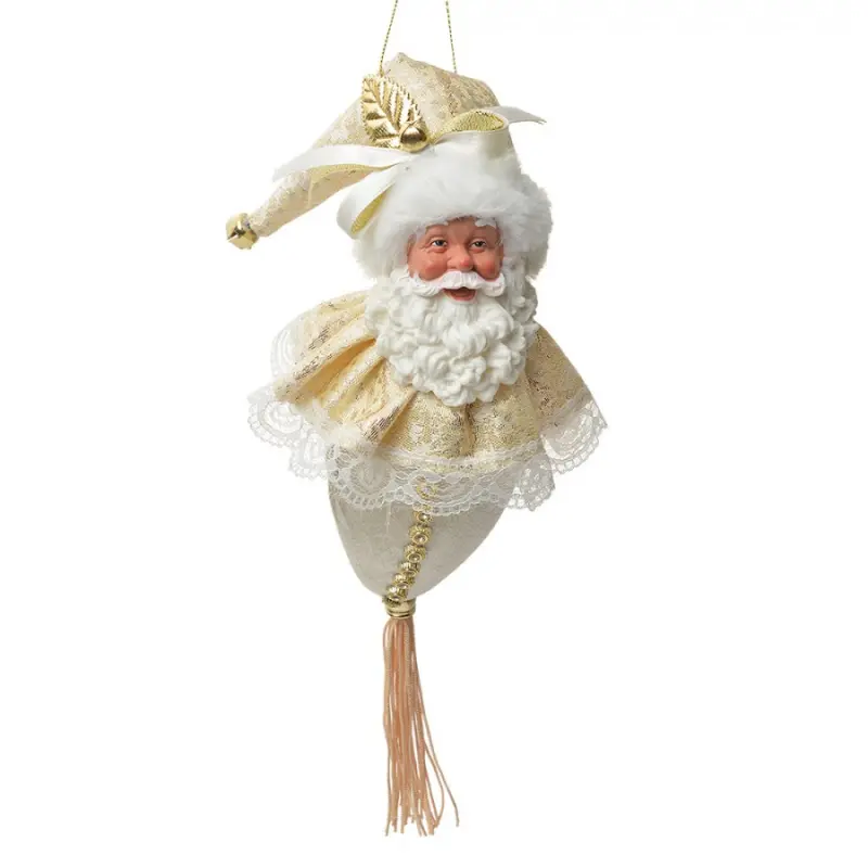 Zlato-bílá závěsná dekorace Santa Claus se střapcem – 35 cm