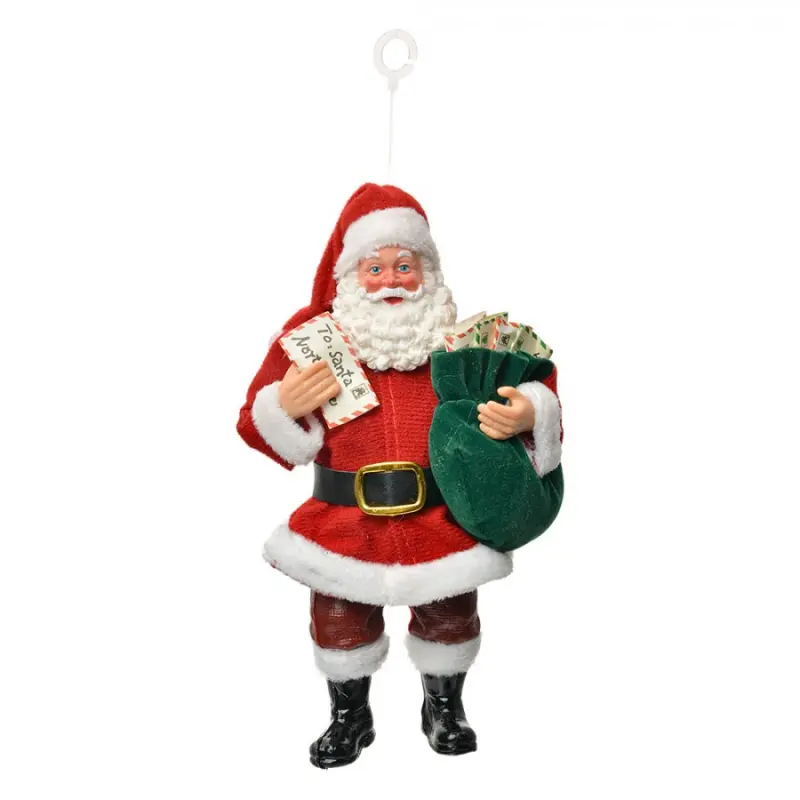 Vánoční figurka Santa Claus s pytlem dopisů od dětí – 17 cm