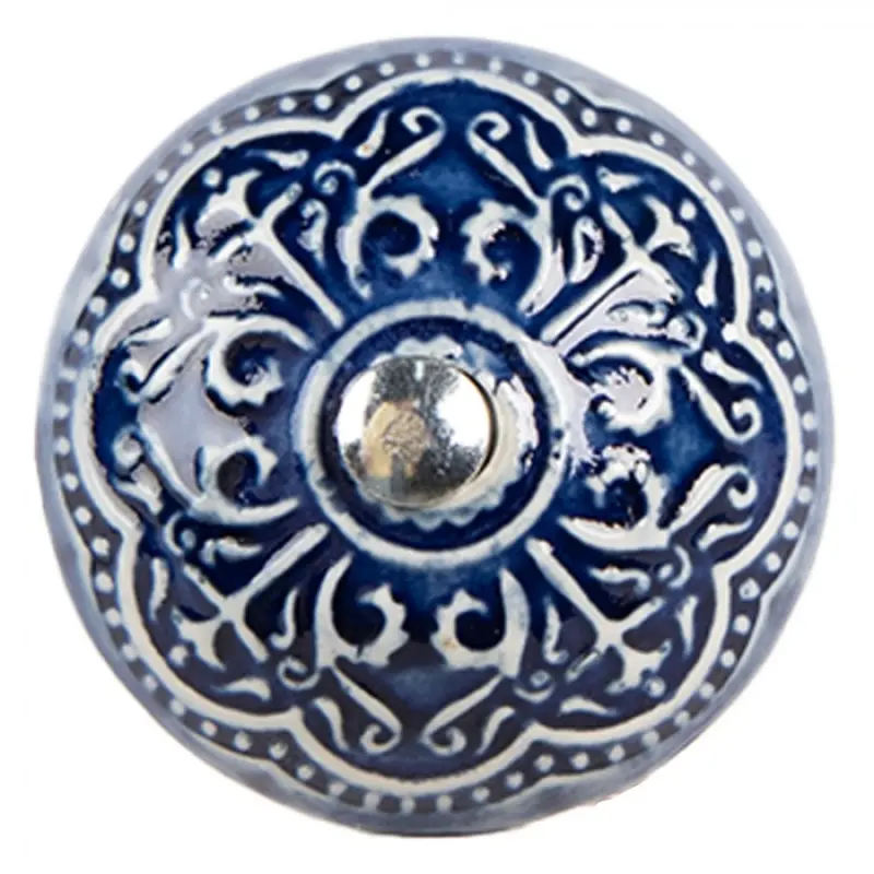 Modro-bílá keramická úchytka Lisaa – 4x3 cm