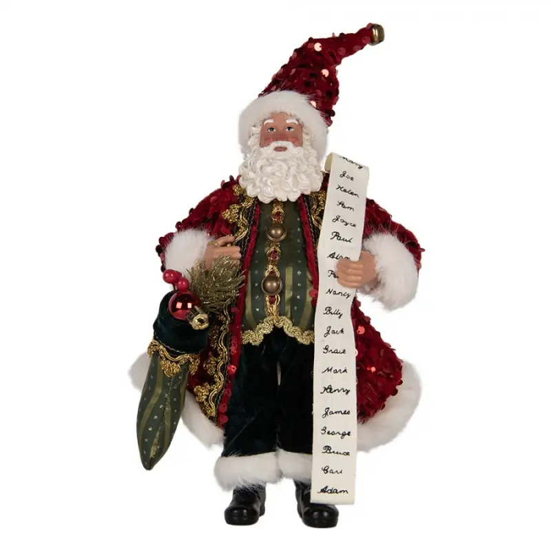 Vánoční figurka Santa Claus se seznamem hodných dětí – 16x8x28 cm