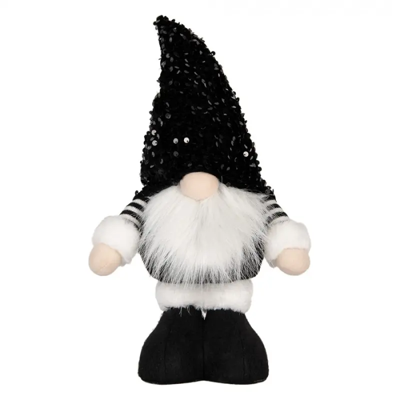 Černo-bílý sklandinávský vánoční skřítek Tomte – 10x15x41 cm