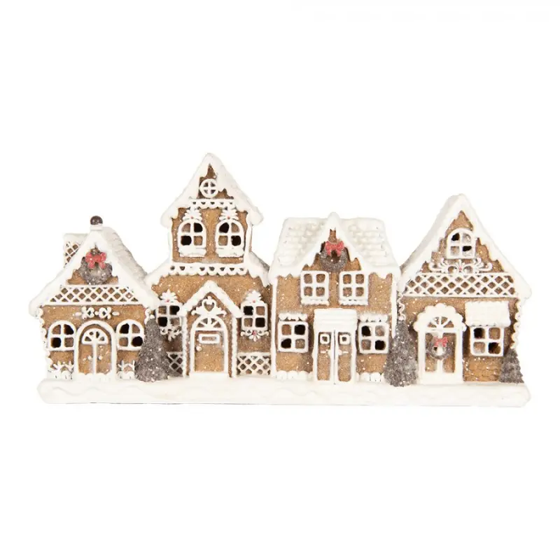 Hnědá vánoční dekorace perníková ulice Anijs – 25x6x13 cm
