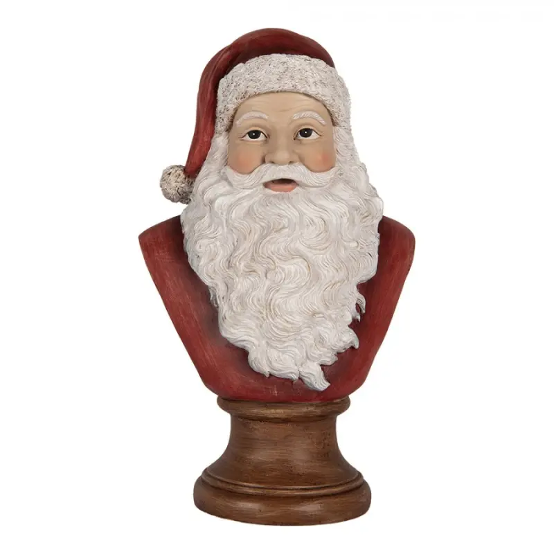 Vánoční dekorace busta Santa Claus na hnědém podstavci – 18x12x30 cm
