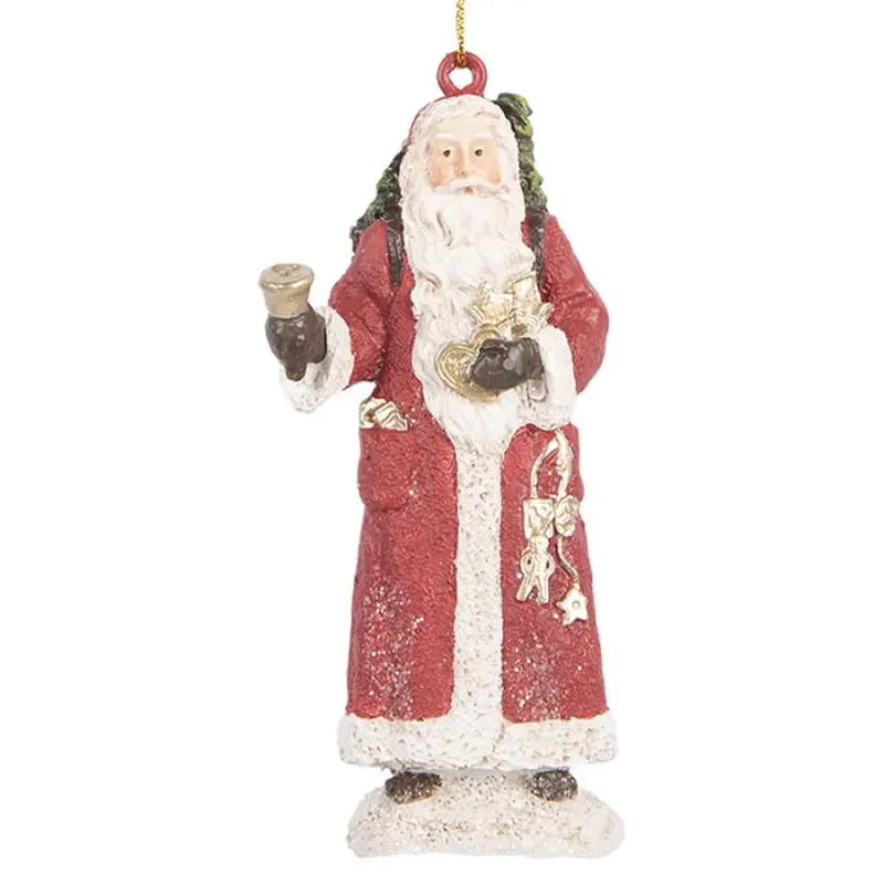 Vánoční závěsná ozdoba Santa Claus zvonící na zvonek – 5x3x11 cm