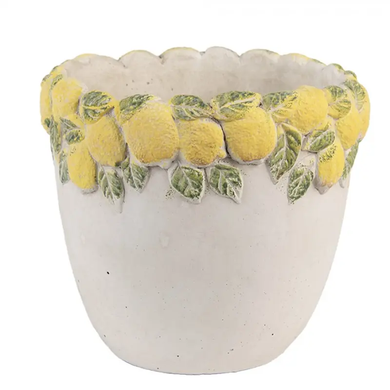 Cementový květináč s plastickými citrony Terazzo III S – 16x15 cm