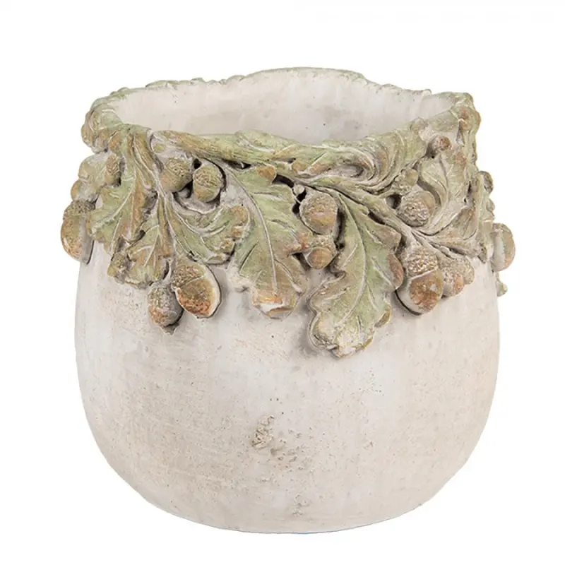 Cementový květináč s plastickými žaludy Terazzo I S – 15x13 cm