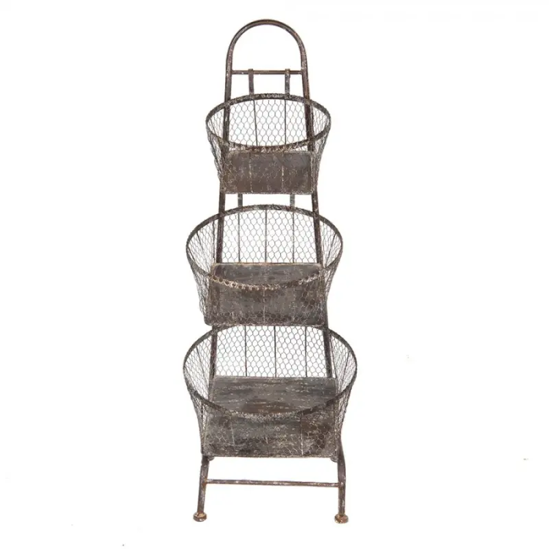 Kovový vysoký stojan se 3 košíky Gertule – 43x43x116 cm
