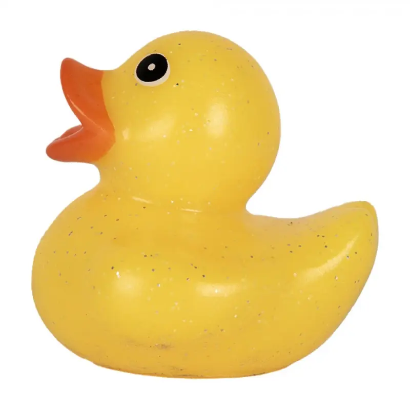 Žlutá gumová koupací kachnička s třpytkami Glow Up – 6 cm