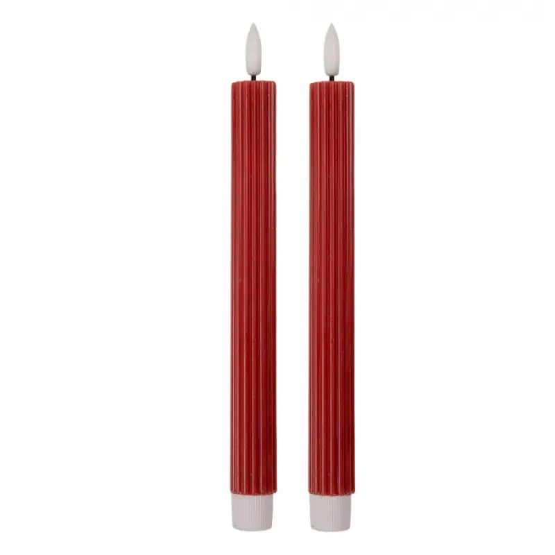 Červená vysoká LED svíčka pruhovaná Bobby (sada 2 ks) – 2x25 cm