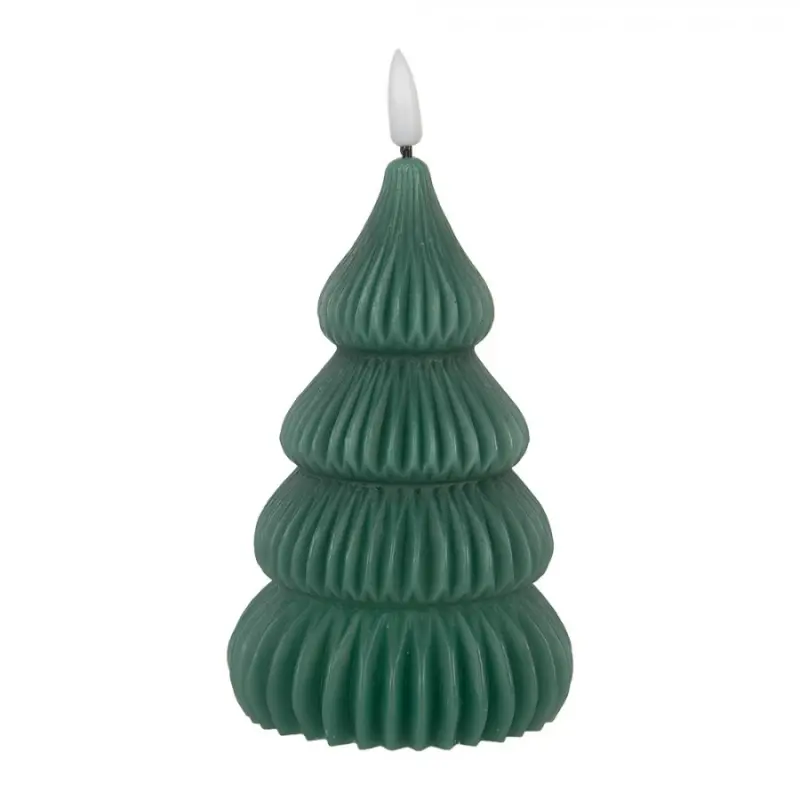 Zelená LED svíčka ve tvaru stromku Bobby – 8x15 cm