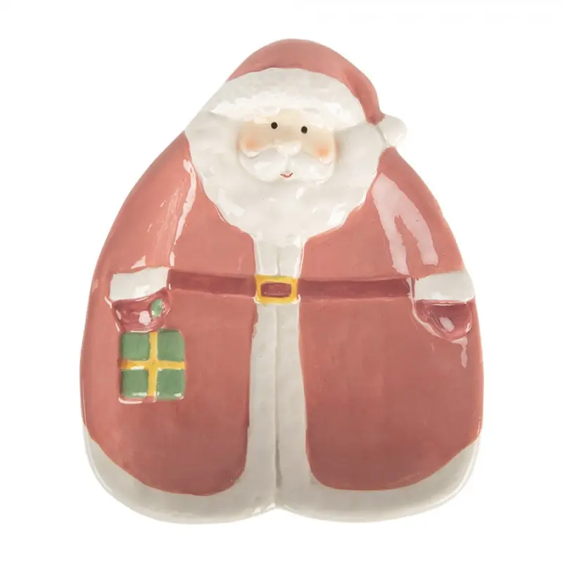 Vánoční talíř Santa Claus ve světlém kabátě – 22x18x5 cm