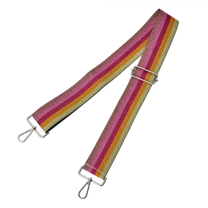Růžovo-oranžový pruhovaný popruh na kabelku – 5x140 cm