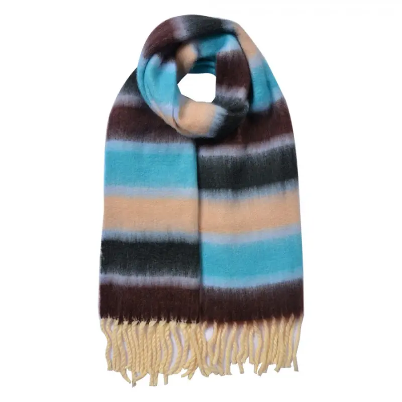 Modro-hnědá dámská zimní šála Snoesje – 37x210 cm