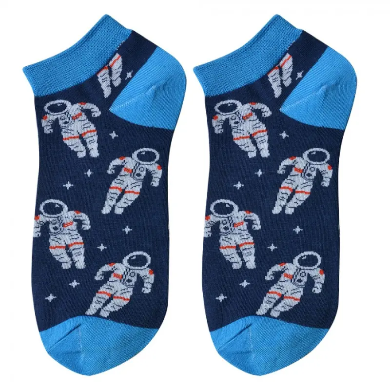 Modré kotníkové ponožky s astronauty Give Me Space – velikost UNI