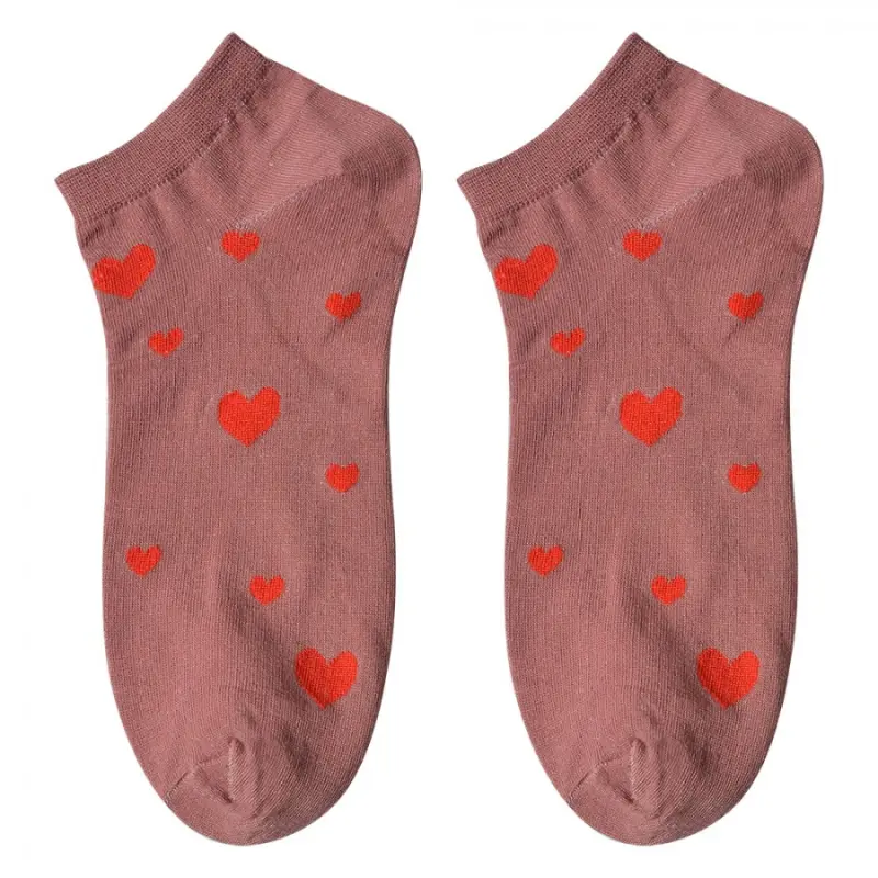 Růžové kotníkové ponožky se srdíčky Be My Valentine – velikost UNI