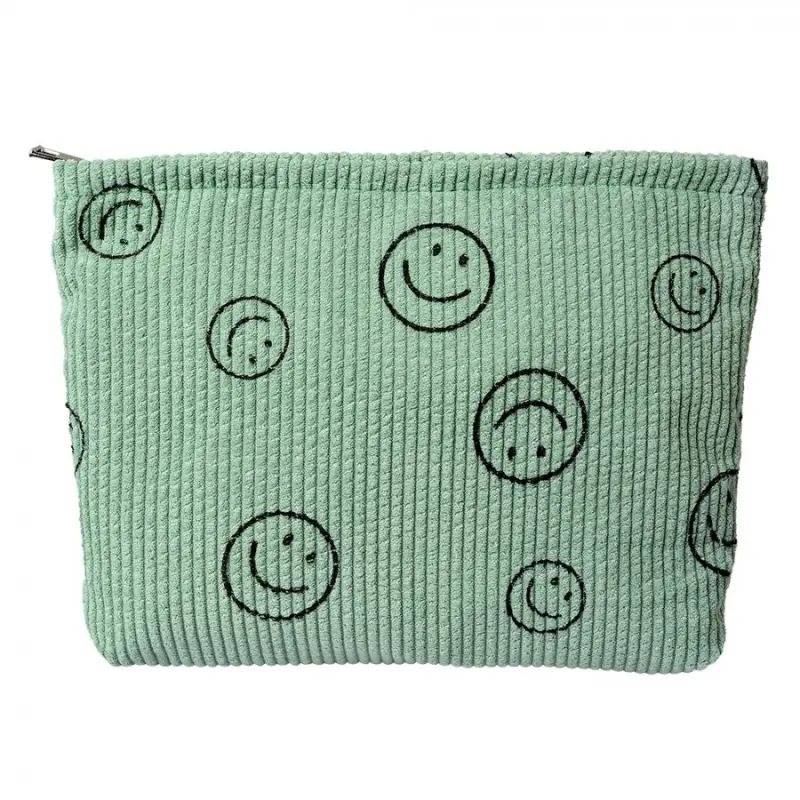 Zelená textilní kosmetická taštička Smile – 27x5x17 cm