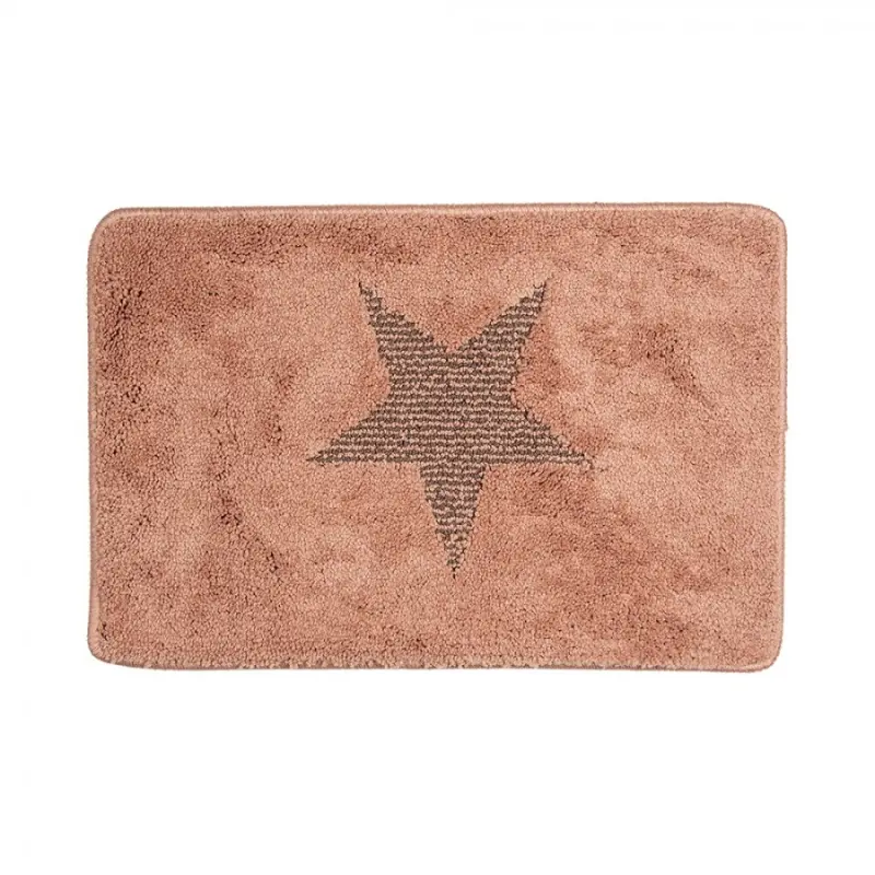 Starorůžová koupelnová předložka s hvězdou M – 58x38x1 cm