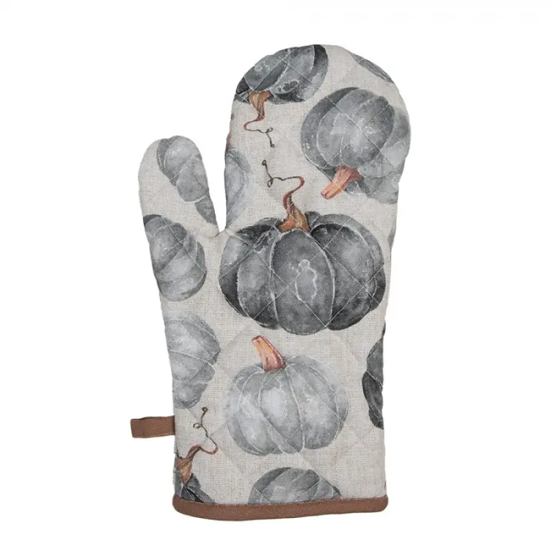 Šedo-béžová bavlněná chňapka s dýněmi Country Style Pumpkin – 18x30 cm