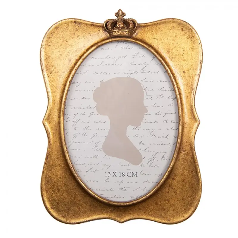 Zlatý fotorámeček s korunou Prinses – 17x2x22 cm na fotografii 13x18 cm