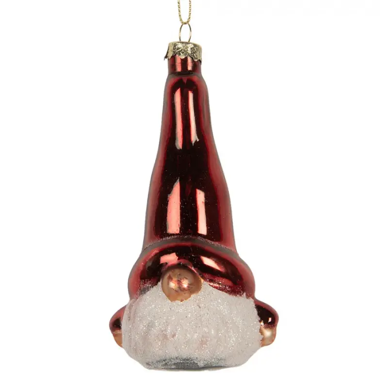 Červená skleněná vánoční ozdoba sklandinávský vánoční skřítek Tomte – 6x5x13 cm