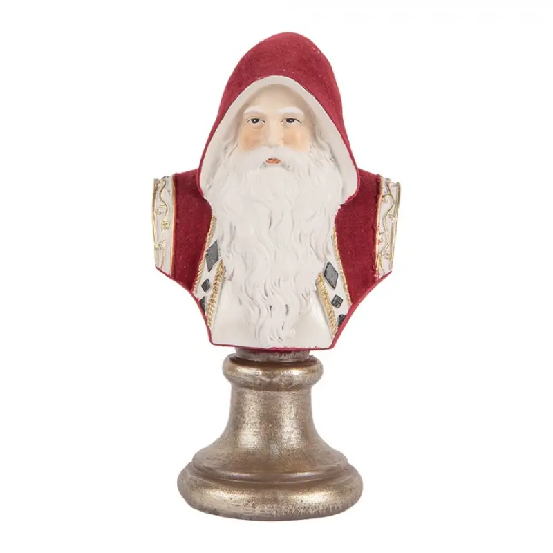 Červená vánoční dekorace busta Santa Claus - 10*9*19 cm Clayre & Eef
