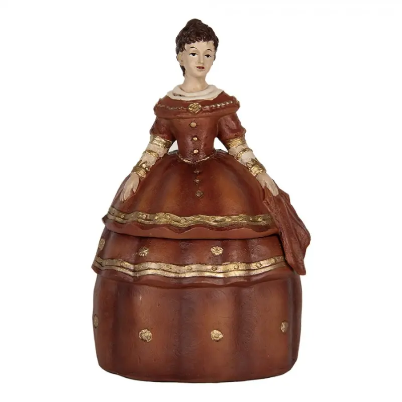 Červená šperkovnice rokoková dáma s širokou sukní – 19x16x29 cm