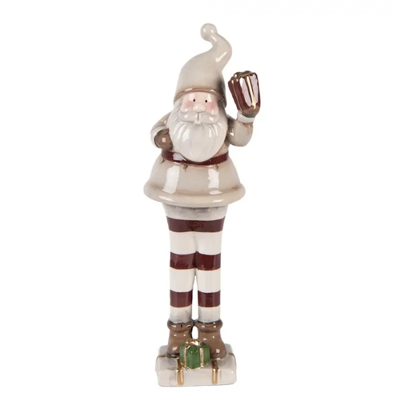 Béžová keramická dekorace Santa Claus ChrisMs - 8*7*23 cm Clayre & Eef