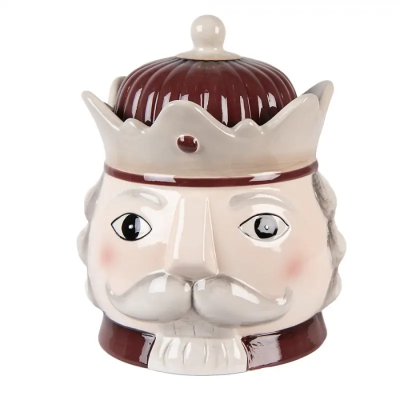 Béžová keramická dóza Louskáček Nutcracker ChrisMs - Ø 16*19 cm Clayre & Eef