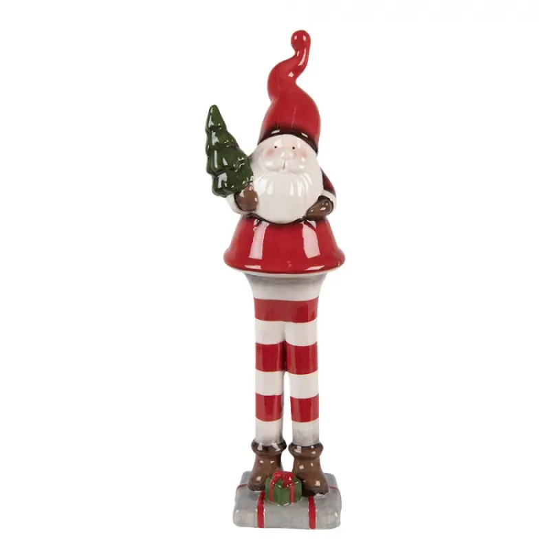 Vánoční dekorace keramická postavička Santa Claus se stromečkem Moer – 30 cm