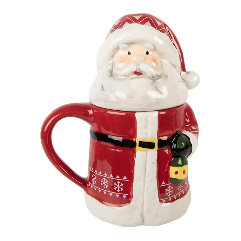 Vánoční keramický hrneček Santa Claus s pokličkou – 15x10x19 cm