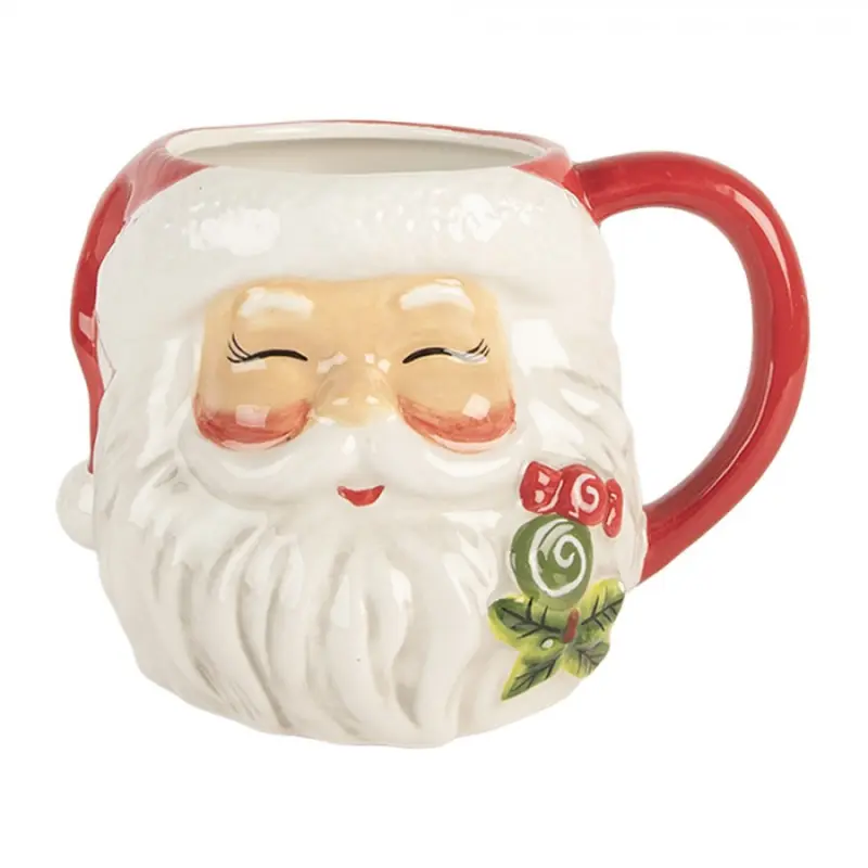 Keramický hrnek Santa Claus s červenou čepicí - 16*12*11 cm / 550ml Clayre & Eef