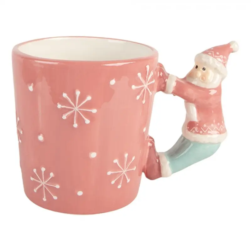 Růžový keramický hrnek Santa Claus - 15*10*11 cm / 400 ml Clayre & Eef